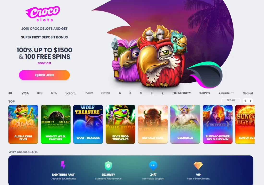 Crocoslots casino bonus offer