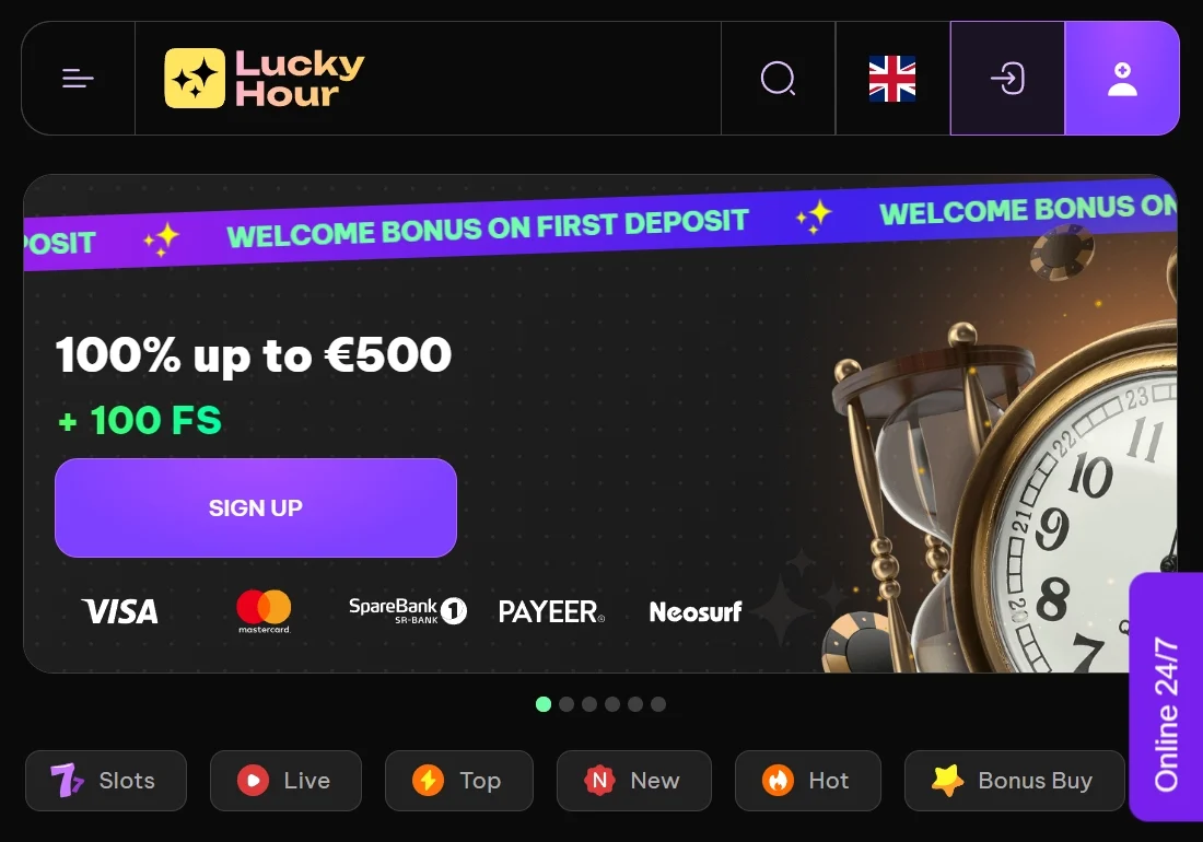 Luckyhour casino bonus offer